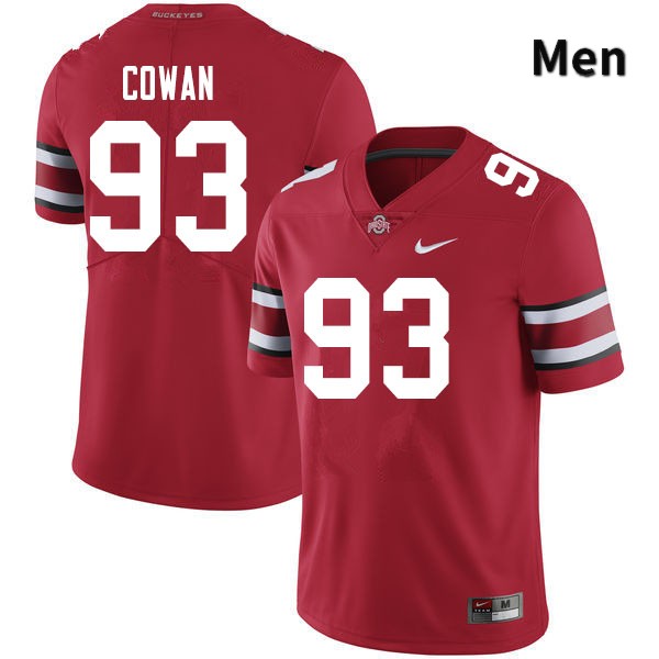 Ohio State Buckeyes Jacolbe Cowan Men's #93 Scarlet Authentic Stitched College Football Jersey